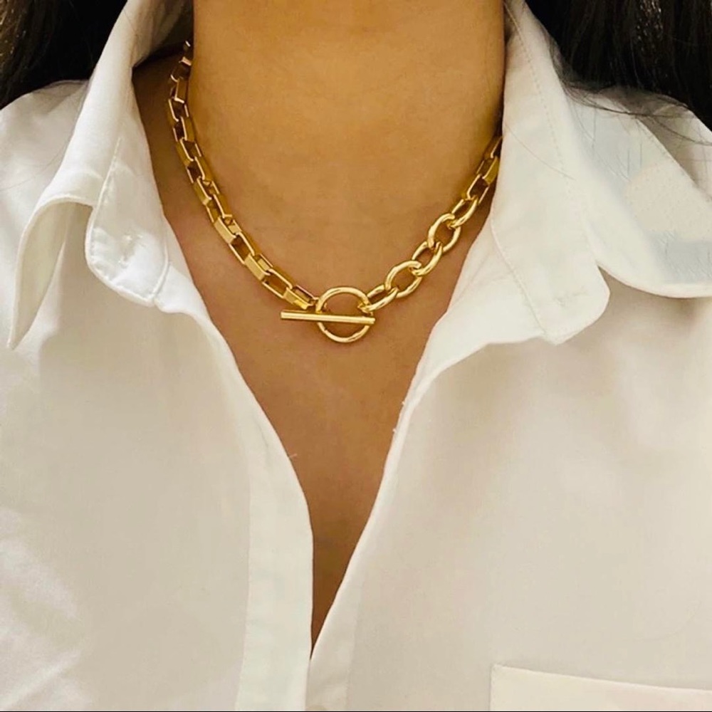 🍋2/$30 New Box Chain Link Necklace with Toggle - Picture 2 of 6